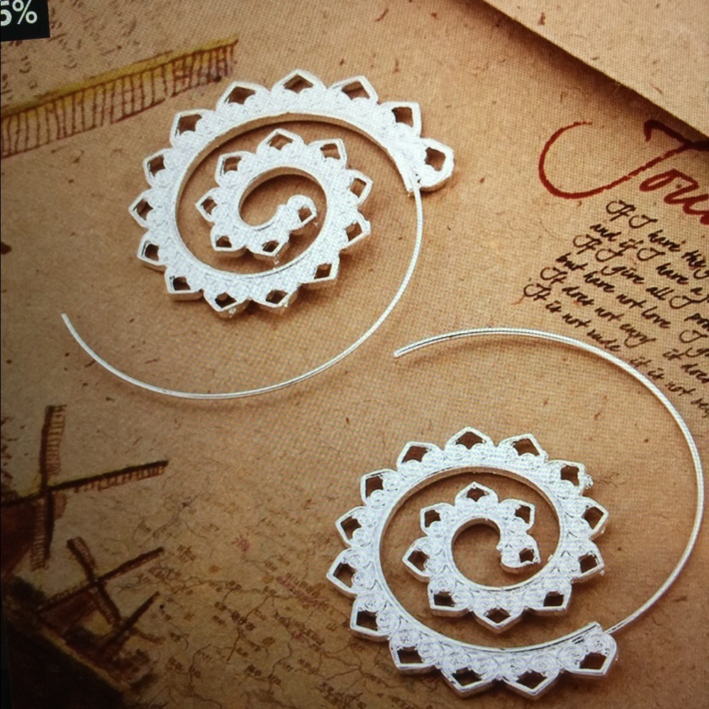 Silver Spiral Toothed Earrings